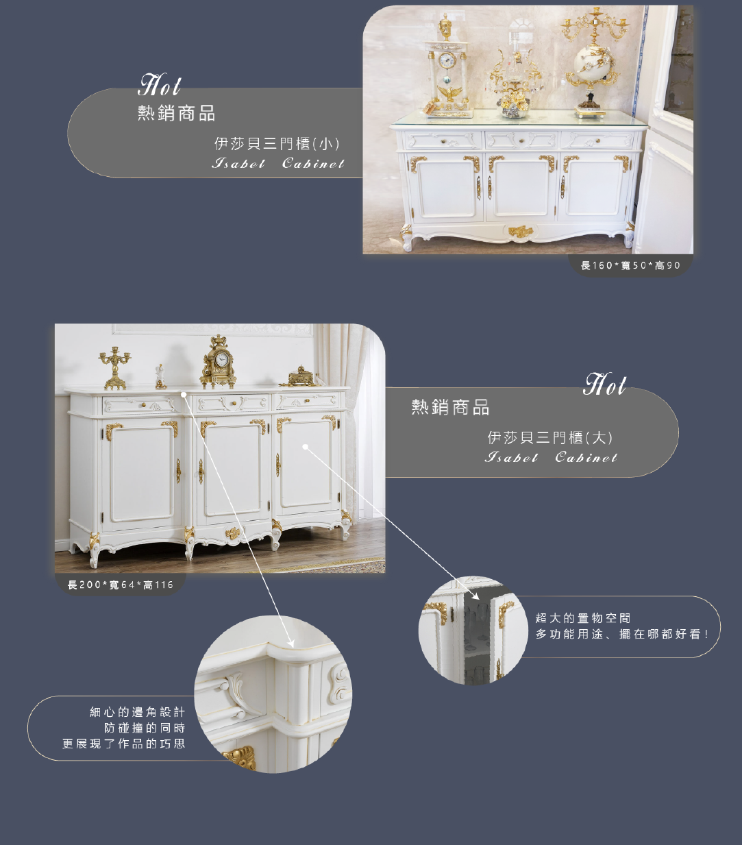 歐洲夢生活館 新古典 伊莎貝萬用櫃