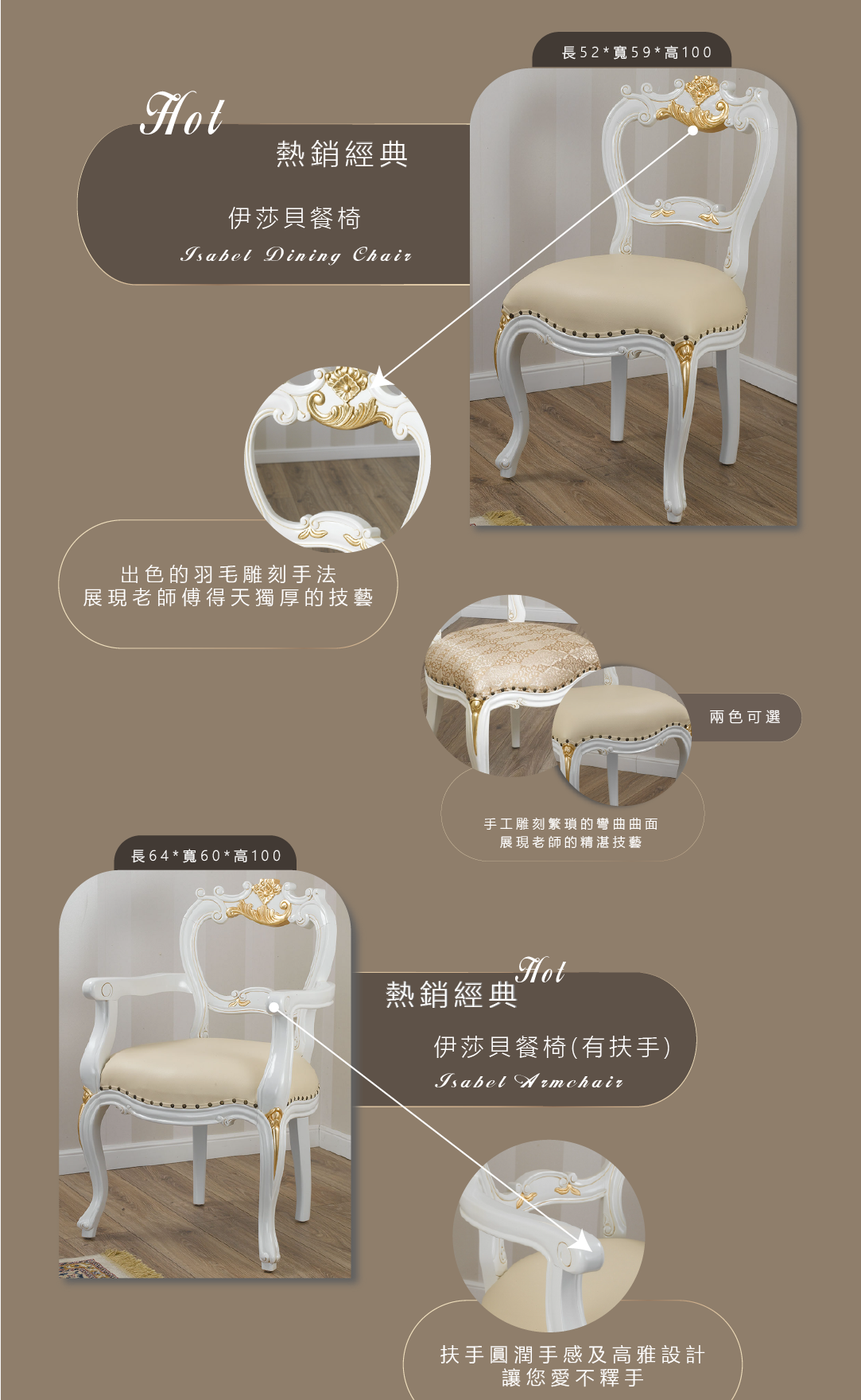 歐洲夢生活館 新古典 伊莎貝餐桌組