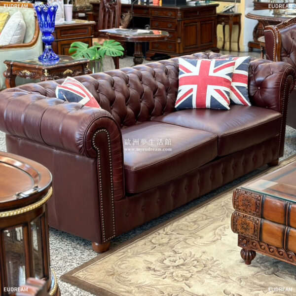 英式古典沙發-英倫紳士<br><span style="font-size: 16px;">(微醺酒紅)</span>1-4人座 橡膠實木</br>：圖片 2