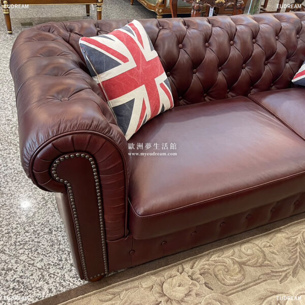 英式古典沙發-英倫紳士<br><span style="font-size: 16px;">(微醺酒紅)</span>1-4人座 橡膠實木</br>：圖片 3