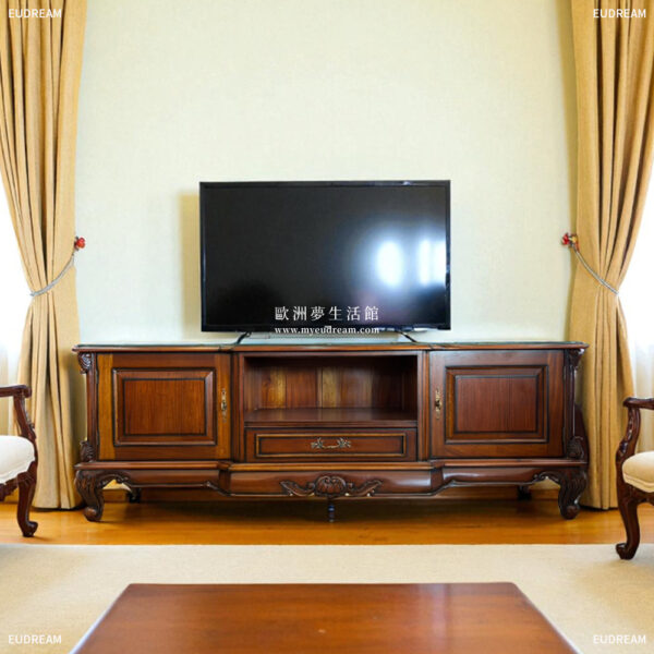 古典電視櫃-伊莎貝<br>桃花心木 手工雕刻</br>
