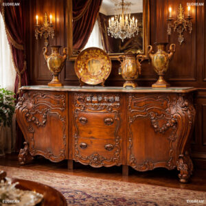 沙發背櫃-伊蓮娜<br>桃花心木 重雕刻系列</br>