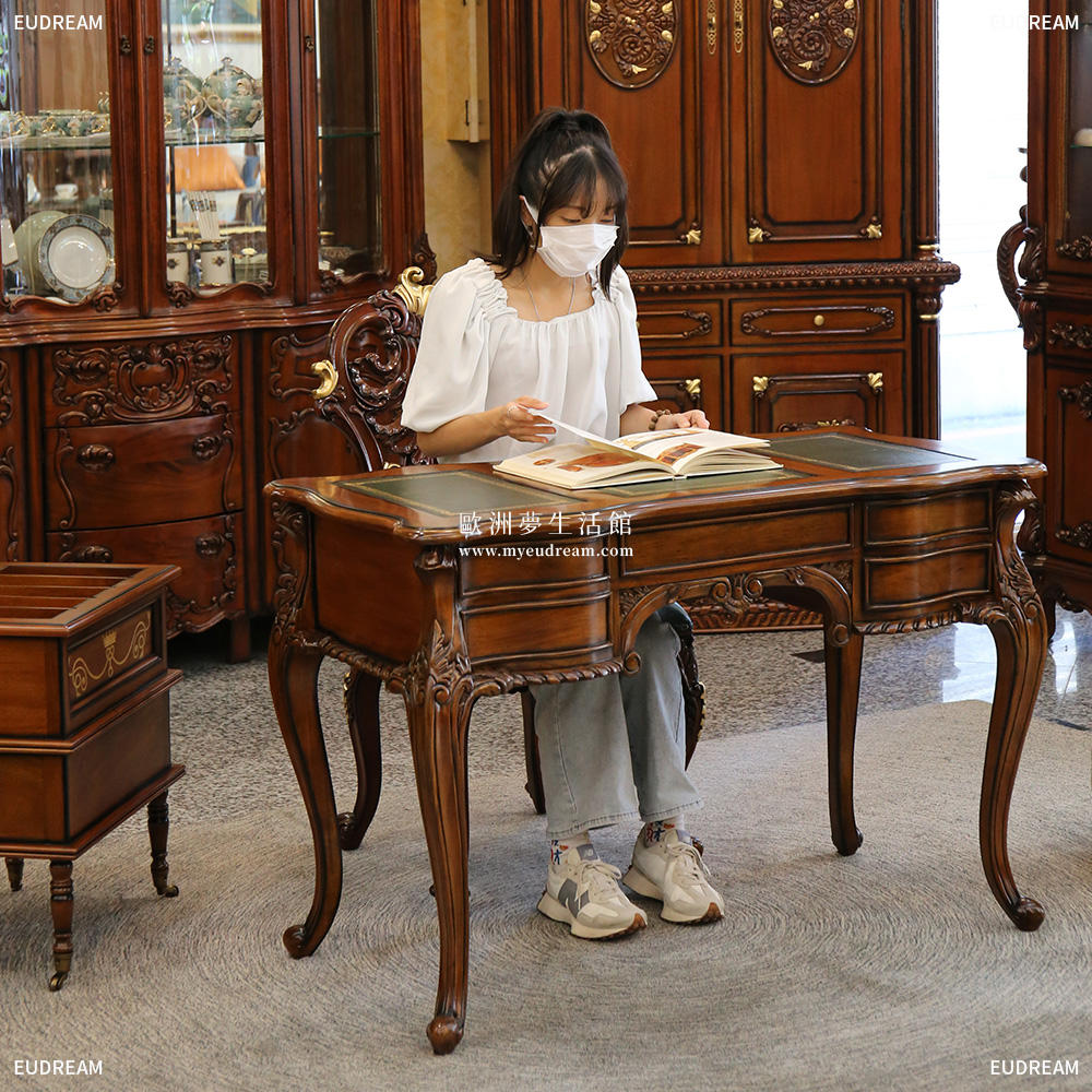辦公桌 葛瑞絲<br>桃花心木 手工雕刻</br>