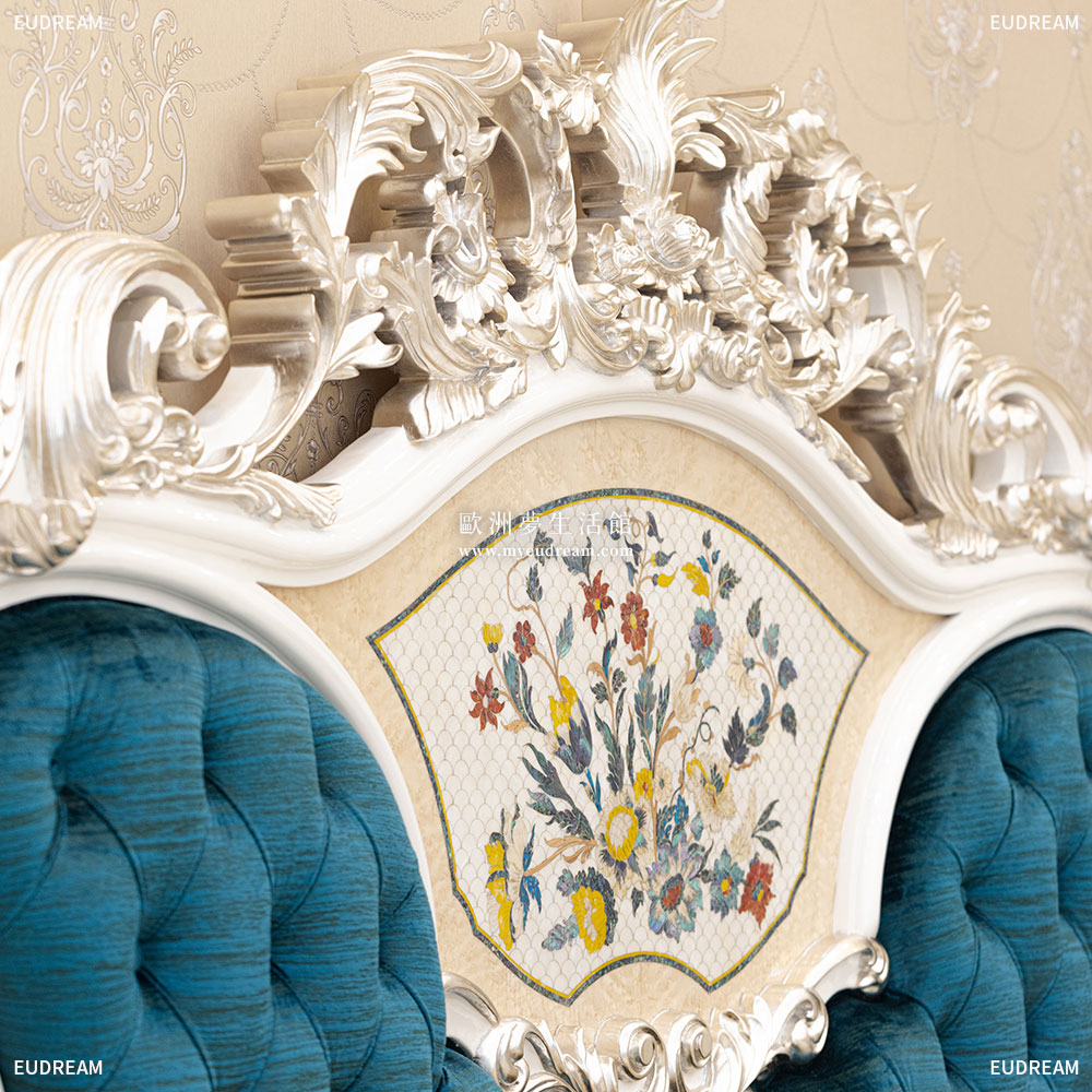 貝殼鑲嵌床架 秘境花舞 <br>進口櫸木</br>:圖片 2