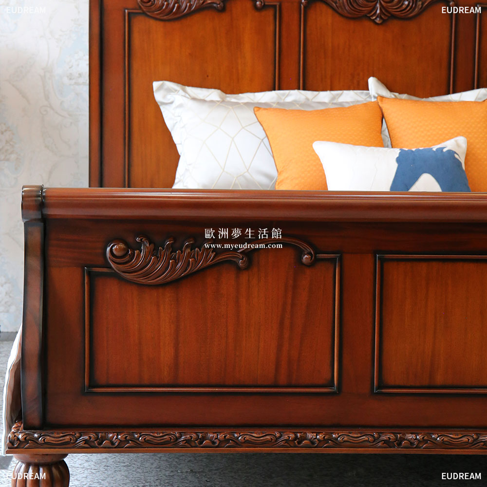 古典床架 茉莉雪橇<br>桃花心木</br>:圖片 2
