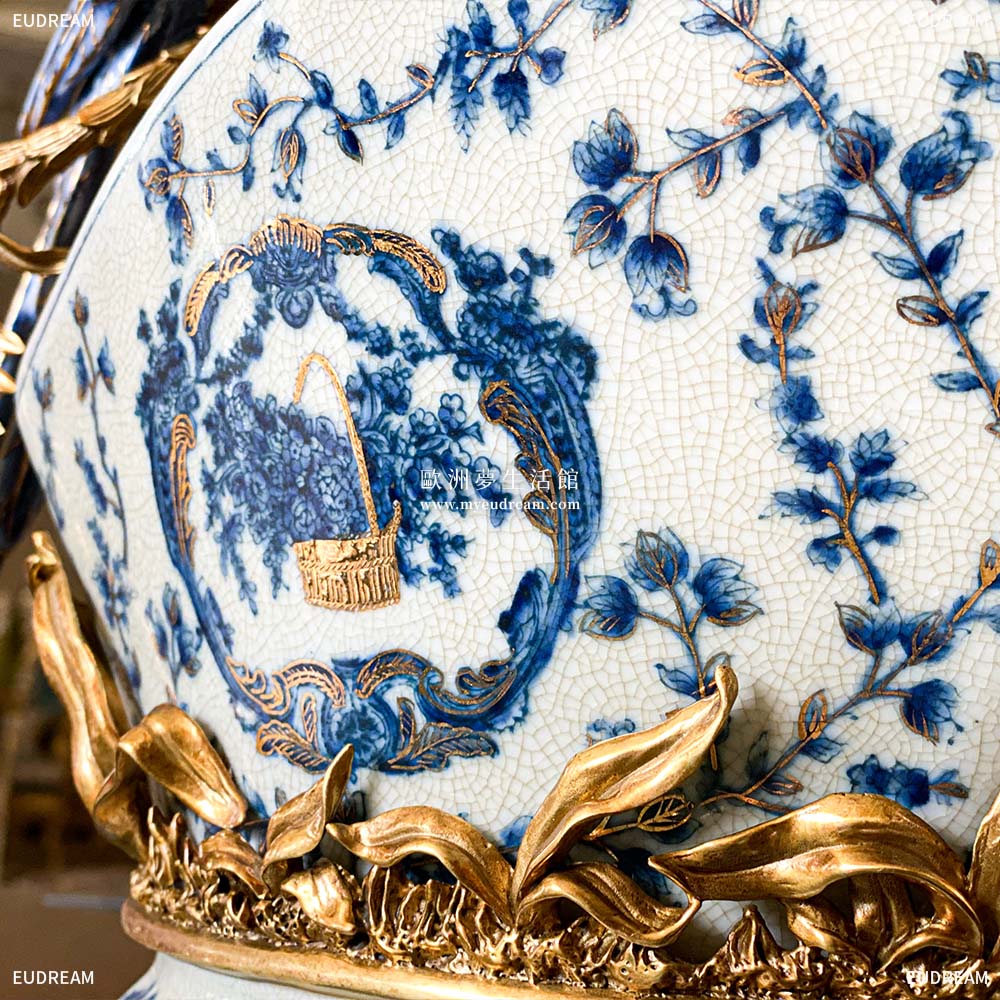 金絲青花 鸚鵡花器<br>高溫瓷+銅件</br>:圖片 5