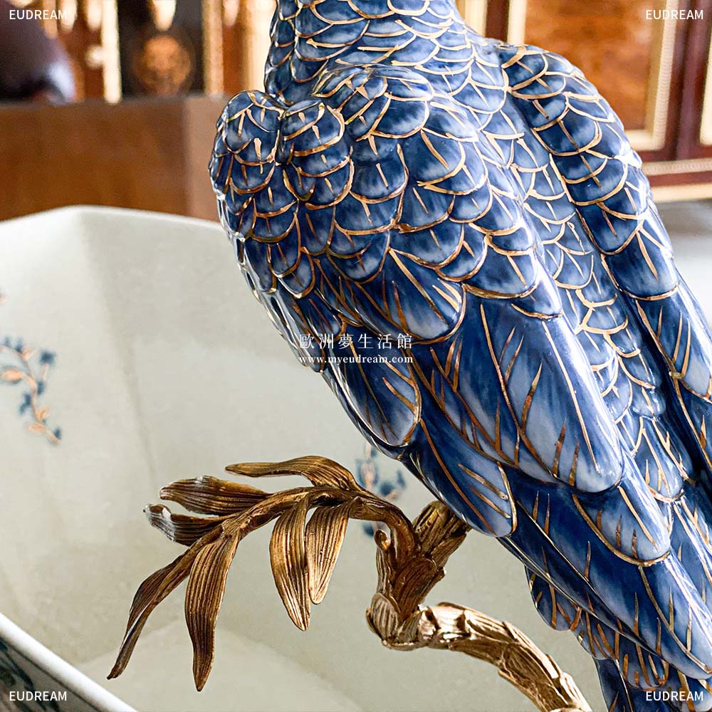 金絲青花 鸚鵡花器<br>高溫瓷+銅件</br>:圖片 4